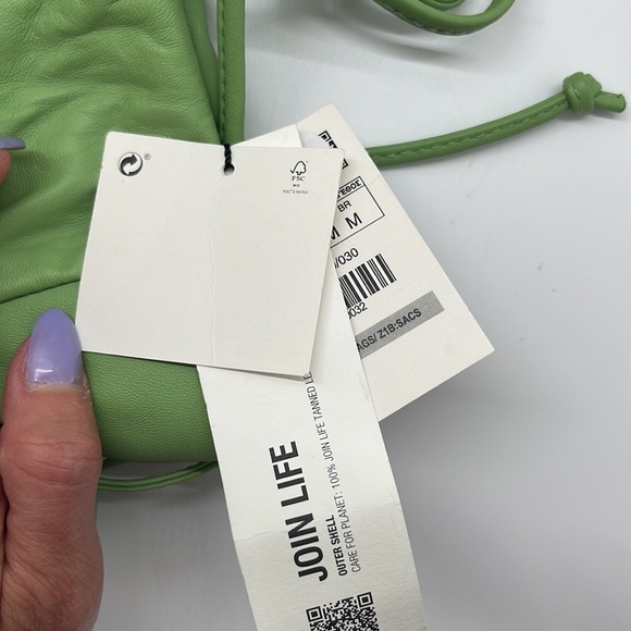 NWT Zara green goat leather drawstring bag - Picture 6 of 6